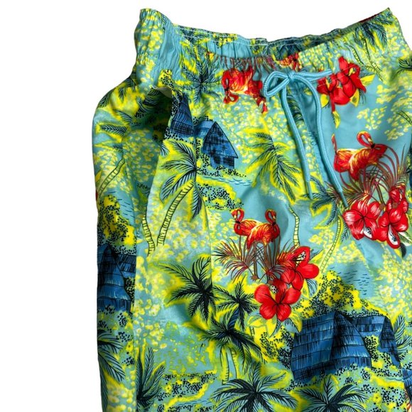 George Swimwear Mens Medium 32-34 Flamingo Mesh Lined Pineapple Trunks Shorts - Picture 3 of 11